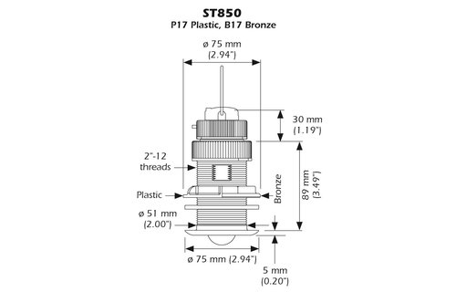 Transducer snelheid, temperatuur Airmar ST850