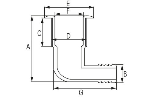 Huiddoorvoer haaks 38 mm wit