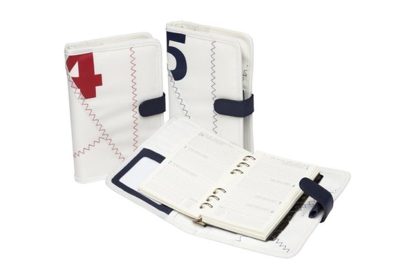 A5 organiser van zeildoek met notitieboek Sea Organiser rood