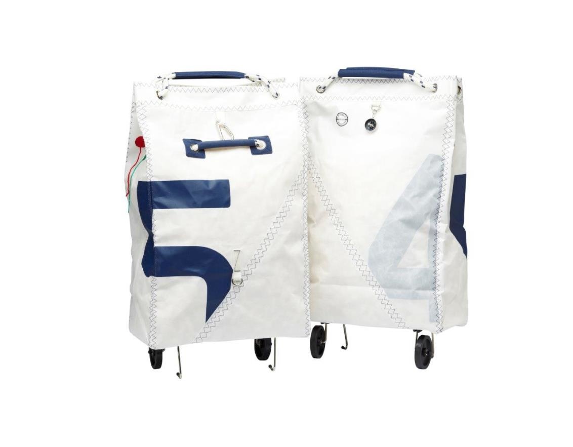 Zeildoek boodschappentas opvouwbaar op wielen Sea King navy