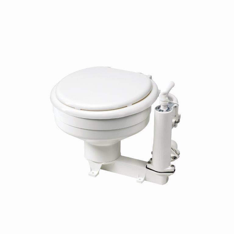 Handtoilet met bajonet sluiting, pot en bril kunststof wit