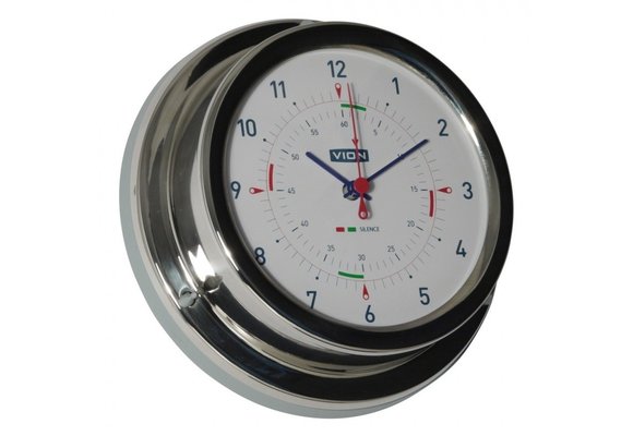 Quartz klok radiostilte Vion RVS inclusief wandophanging Ø127 mm
