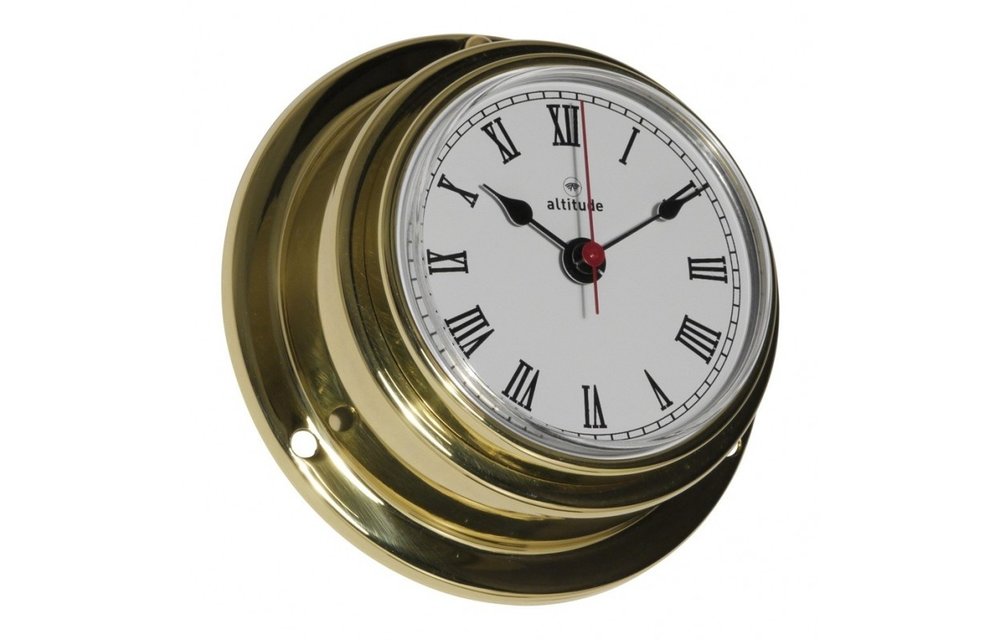 Klok quartz Altitude messing front loaded  Ø95 mm