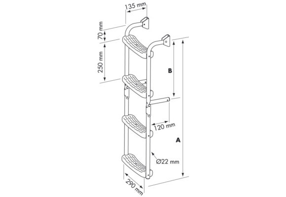 Zwemtrap RVS 2 vast & 2 klap treden 90 gr