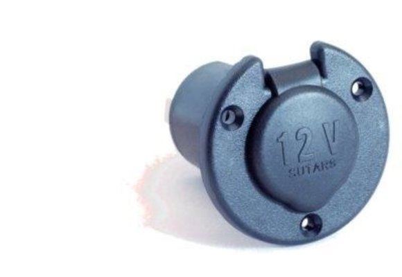 Aansteker stekkerdoos rond met flens zwart 12V 16A