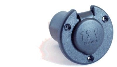 Aansteker stekkerdoos rond met flens zwart 12V 16A