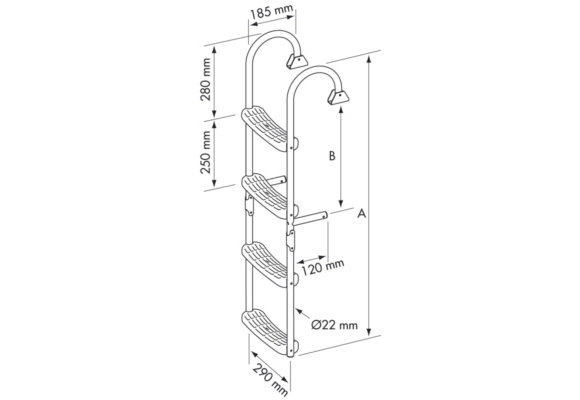 Zwemtrap RVS 2 vast & 2 klap treden 180 gr