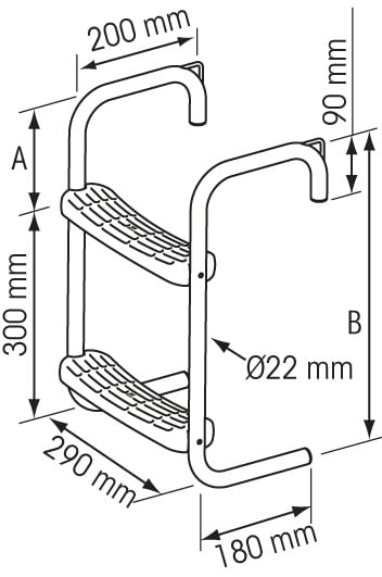 Steigertrap RVS 2 treden 245 mm hoogte