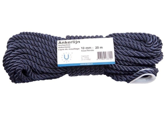 Ankerlijn met kous 10 mm 20 m navy