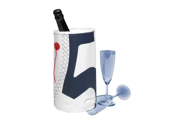 Zeildoek wijnkoeler voor 1 fles navy