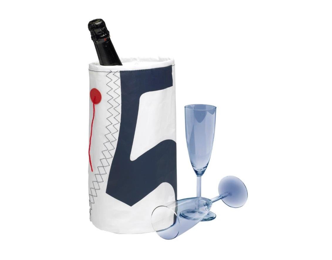 Zeildoek wijnkoeler voor 1 fles navy