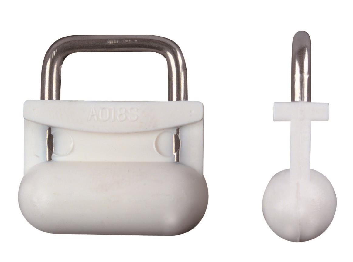 Zeilleuver internal slug nylon met RVS beugel rond 11 mm