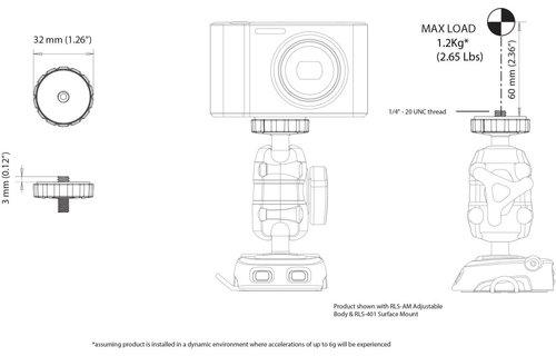 ROKK Mini top camera houder met 1/4 inch draad