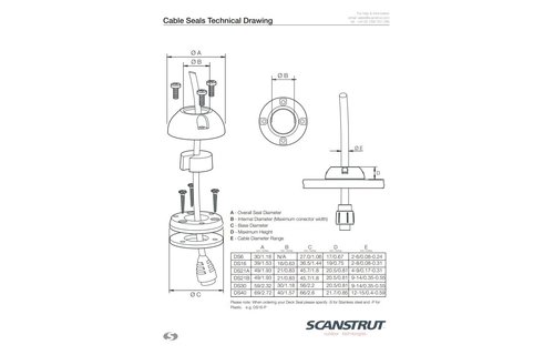 Scanstrut waterdichte dekdoorvoer verticaal - RVS