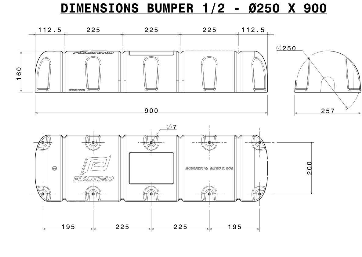 Steigerbumper halfrond Ø25 x 90 cm blauw