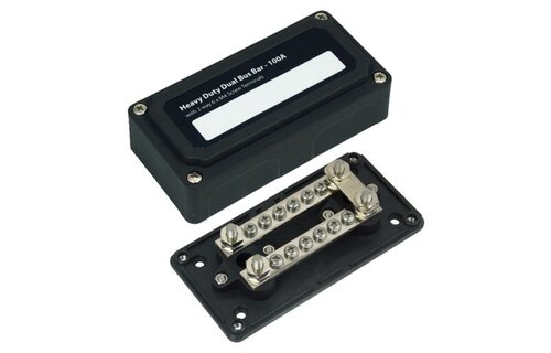 Busbar heavy duty 12xM4 met 4xM6 stud max 100A