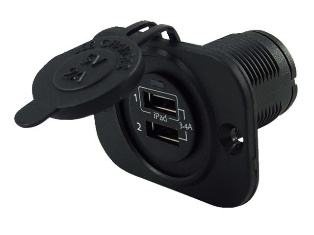 USB stopcontact dubbel 3.4A | Zwart met flush frame