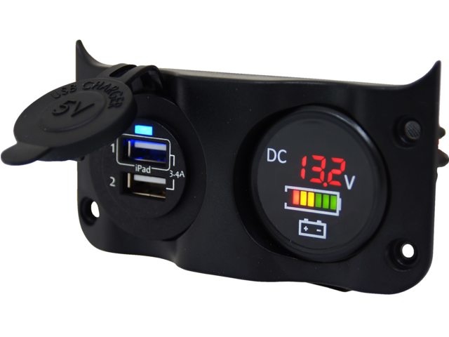 Wave add-on paneel dubbel USB & Volt/accu indicator