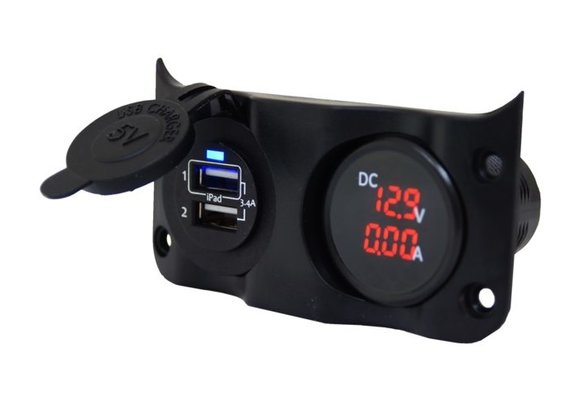Wave add-on paneel dubbel USB & Volt/ampere meter