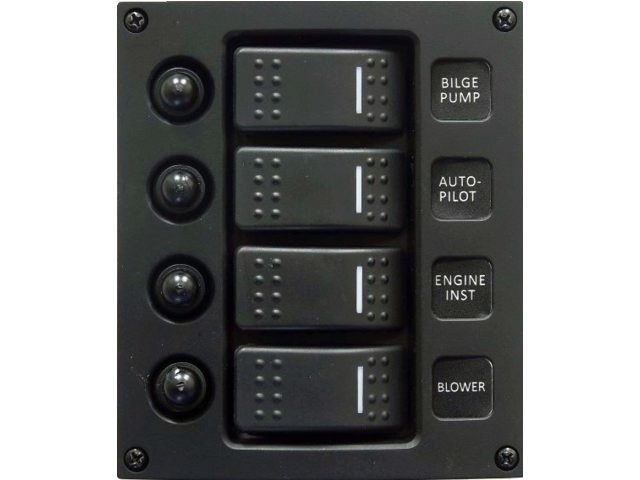 Schakelpaneel curved 4 schakelaars 12/24V