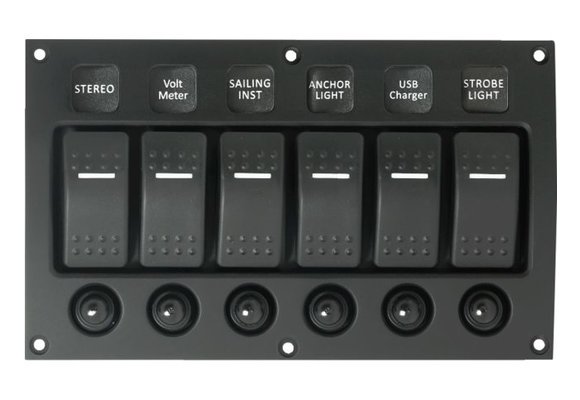 Schakelpaneel curved 6 schakelaars 12/24V