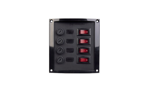 Schakelpaneel verticaal 4 zekeringen | Zwart