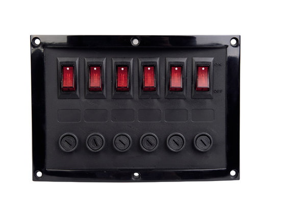 Schakelpaneel horizontaal 6 zekeringen | Zwart