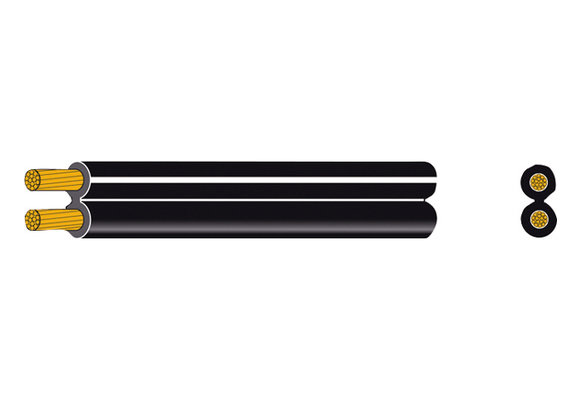 Speaker kabel 2x1.5mm² | Zwart/Zwart-| Wit (prijs per 30m)