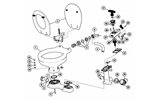 Jabsco Handtoilet Compact - standaard pot