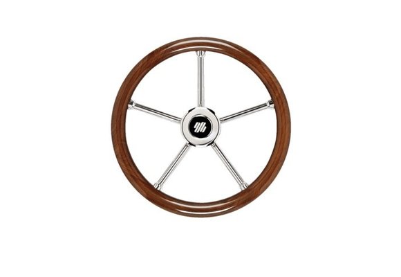 V30 stuurwiel mahonie/RVS 5-spaaks 350mm