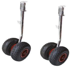 Transportwielen opklapbaar; met dubbele wielen (max. 180 kg per set)