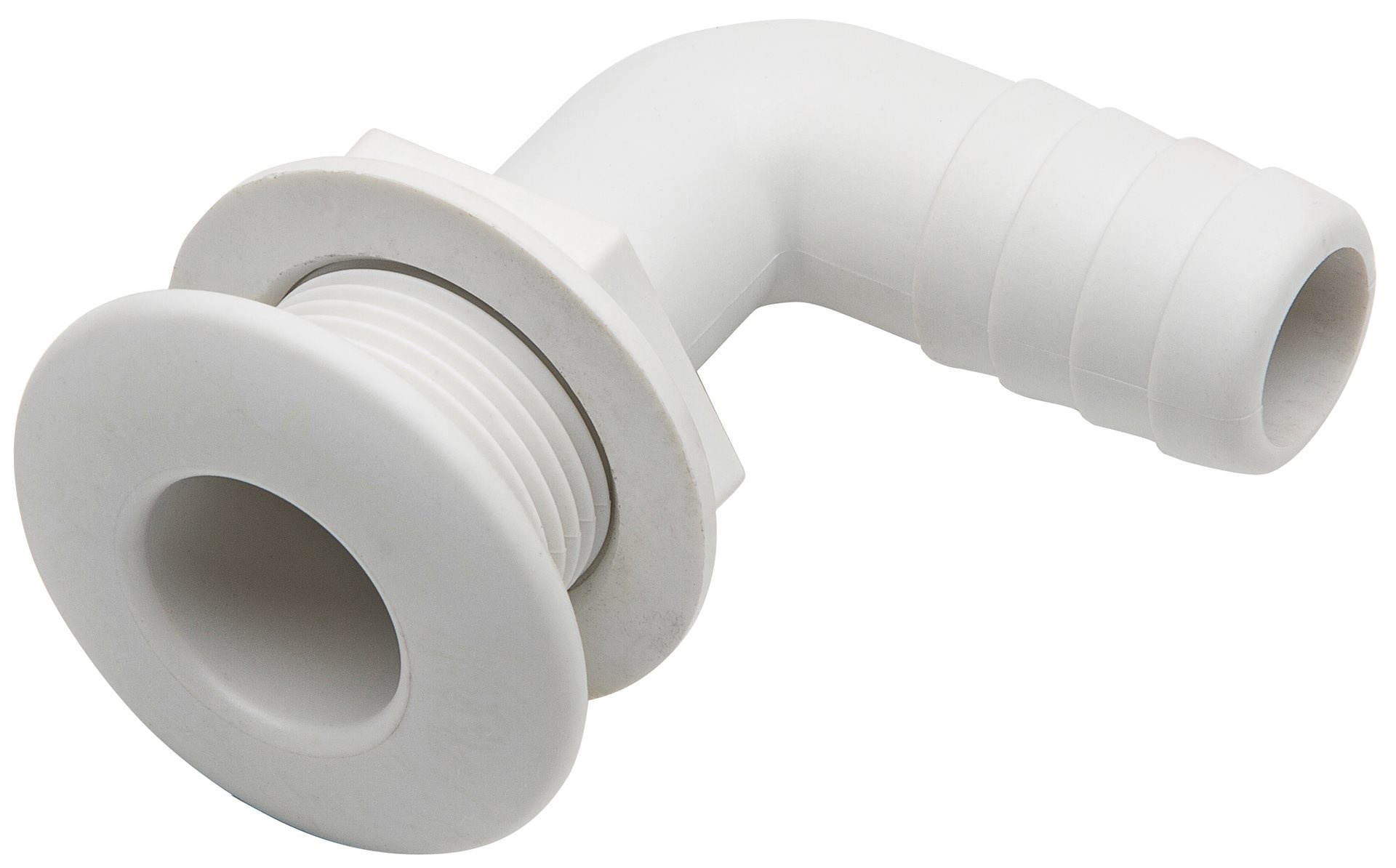 Allpa Kunststof haakse huiddoorvoer, Ø3/4" x 19mm, wit