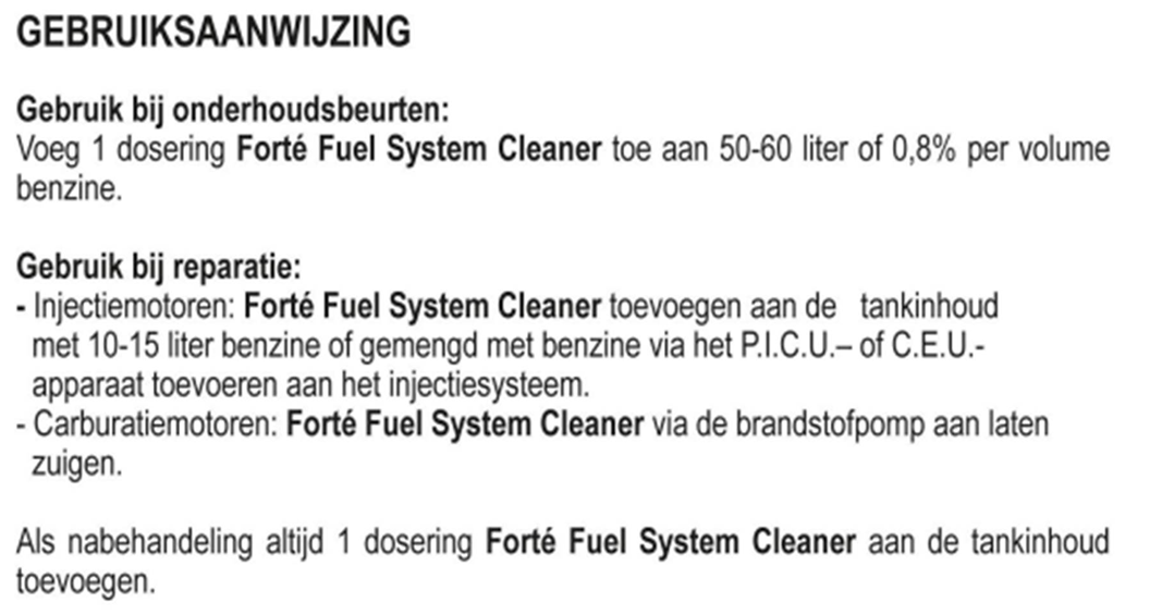 Forté Fuel system cleaner