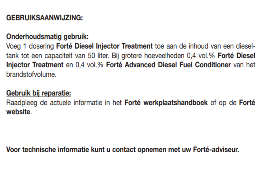 Forté Diesel Injector Treatment Kopen?