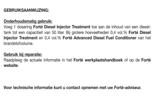 Forté Diesel Injector Treatment