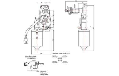 Allpa Ruitenwissermotor (ZD1330C) model Echo - 12V/30W