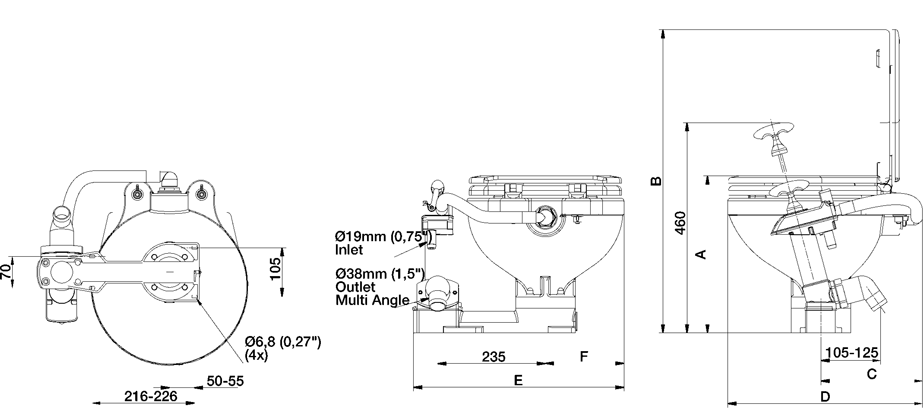 Johnson compact handpomp toilet