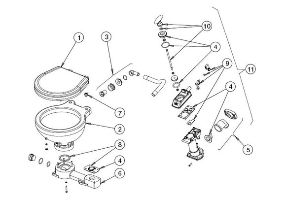 Johnson Pump Soft-Close bril en deksel voor scheepstoilet Johnson Comfort model
