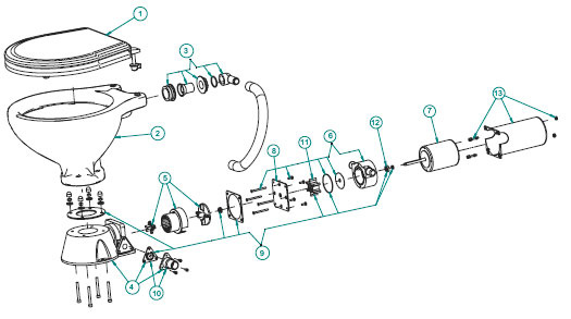 Johnson Pump Soft-Close bril en deksel voor scheepstoilet Johnson Comfort model