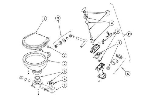 Johnson Pump toiletpot voor scheepstoilet Johnson comfort model
