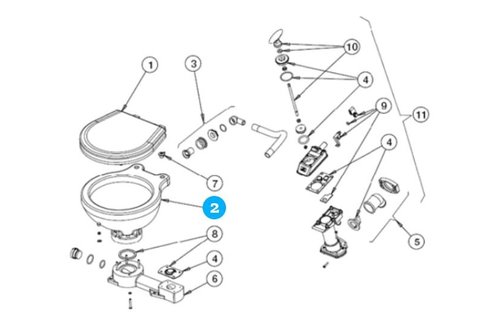 Johnson Pump toiletpot voor scheepstoilet Johnson compact model