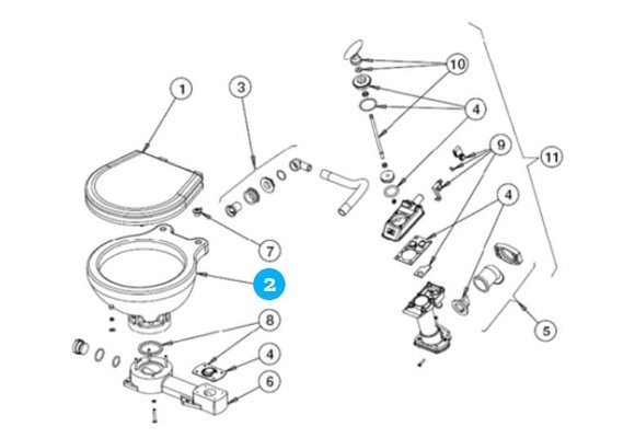 Johnson Pump toiletpot voor scheepstoilet Johnson compact model