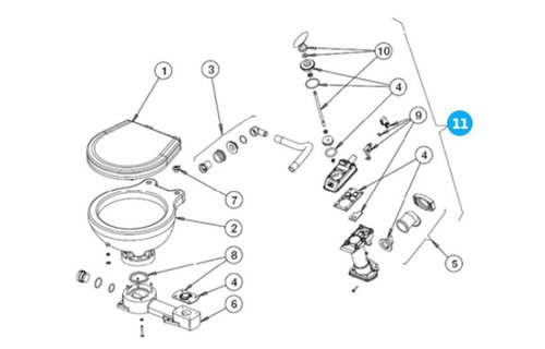 Johnson Pump handpomp voor scheepstoilet Johnson