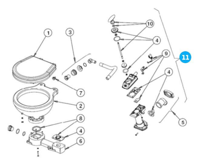 Johnson Pump handpomp voor scheepstoilet Johnson