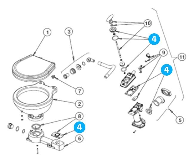 Johnson Pump reparatieset voor scheepstoilet Johnson compact model