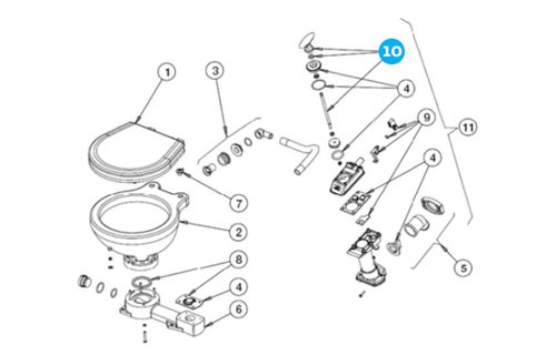 Johnson Pump Plastic handle voor scheepstoilet Johnson compact model