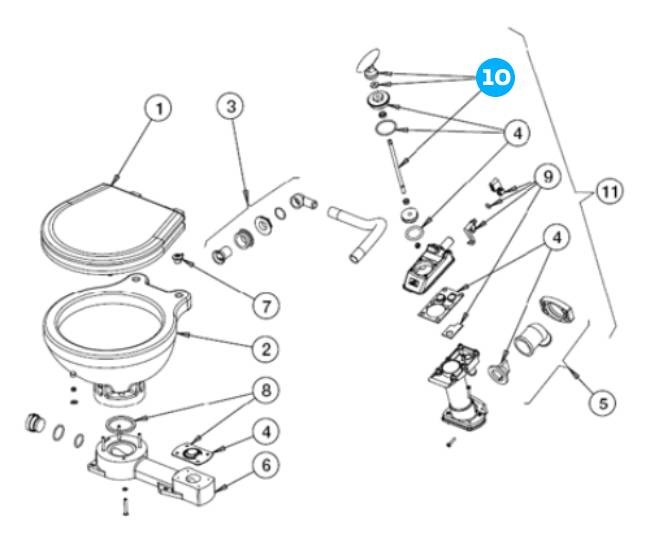 Johnson Pump Plastic handle voor scheepstoilet Johnson compact model