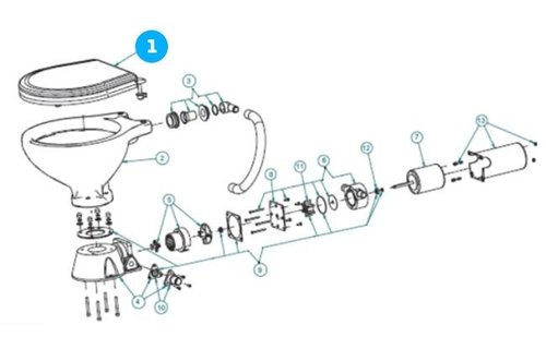 Johnson Pump Soft-Close bril en deksel voor scheepstoilet Johnson Compact model