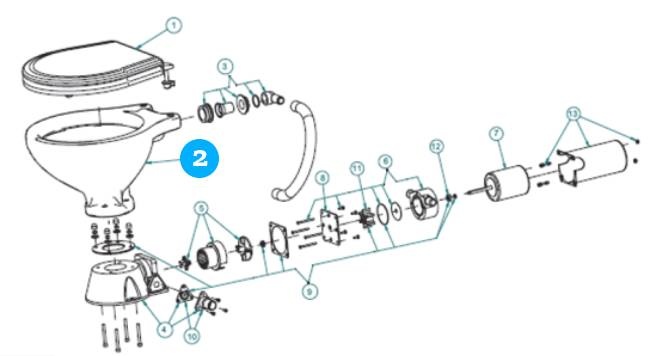 Johnson Pump toiletpot voor scheepstoilet Johnson compact model