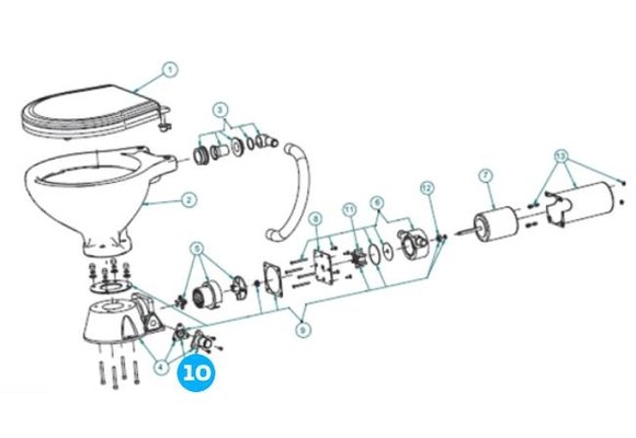 Johnson Afvoertule en terugslagklep kunststof voor elektrisch toilet